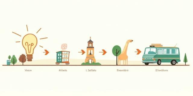 Conceptual illustration showing the smooth flow from initial consultation to the final travel experience with Esperienze Italiane.